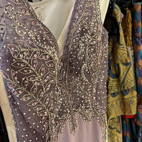 Soieblu Beaded Embroidered Maxi Dress Medium Prom Dress - Picture 4 of 10